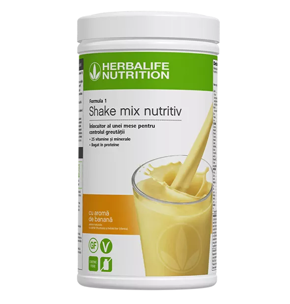 Formula 1 Herbalife Banana 550g — Shake Nutritiv pentru Slăbire, cutie produs original Herbalife Nutrition