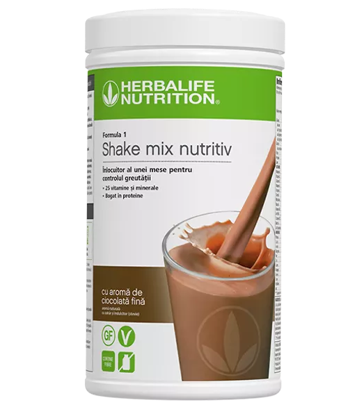 Formula 1 Herbalife Ciocolată Fină 550g — Shake Nutritiv pentru Slăbire, cutie produs original Herbalife Nutrition